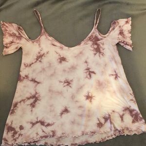Cold shoulder pink tie-dye top